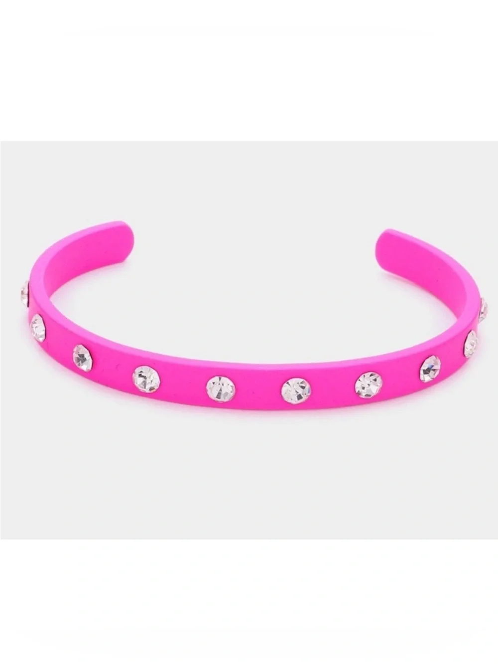 Rhinestone embellished pink cuff bracelet